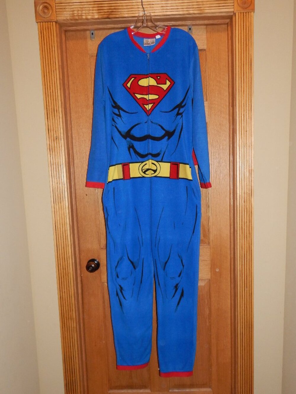 Superman Fleece Adult Size S Zip Up Pajama Union Suit With Cape Costume Cosplay